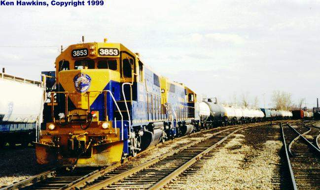 Photo of NECR 3853 leading a Burlington Wayfreight at Burlington, VT.
