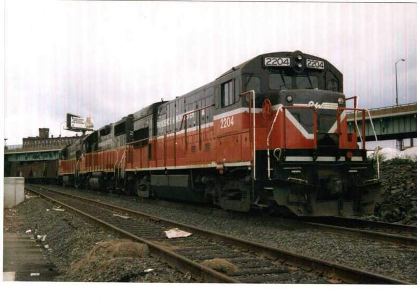 Photo of P&W B23-7 along with a GP38 and another B23-7 at Belle Dock