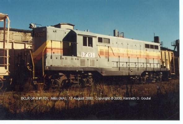 Photo of BCLR GP-8 #1701;  Millis (MA);  17 August 2000