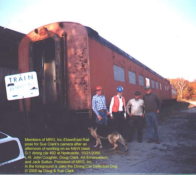 Photo of MRG, Inc. members with dining car 492
