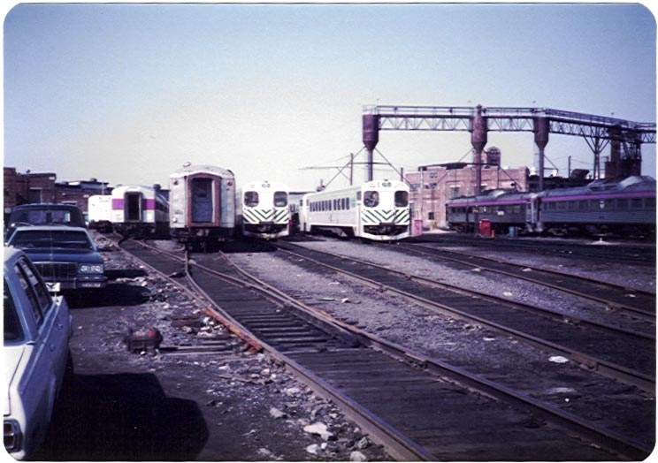 Photo of Coaches in Yard 5, Boston Engine Terminal, March 1985