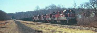 Photo of RJ Corman unit coal train, Cherry Tree, Pa.