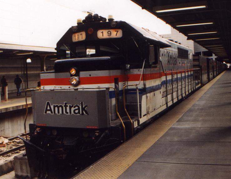 Photo of Amtrak 197 in switcher service at South Station.
