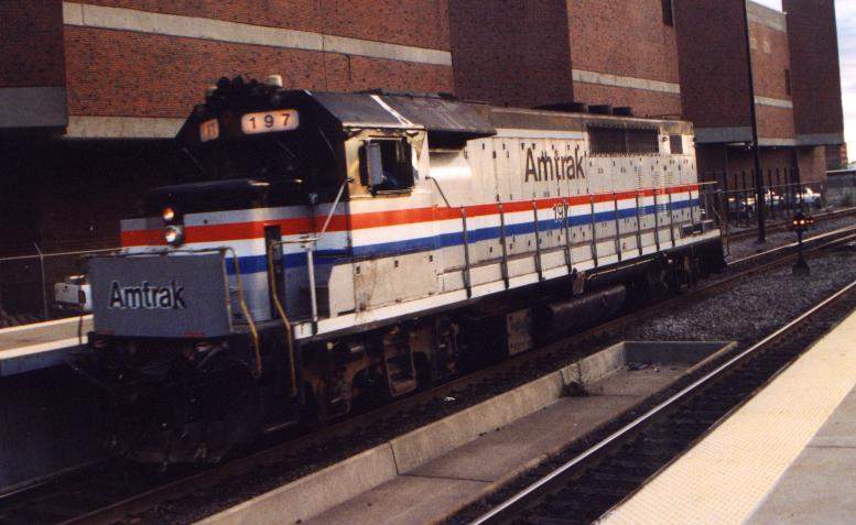 Photo of Amtrak 197 in switcher service at South Station.