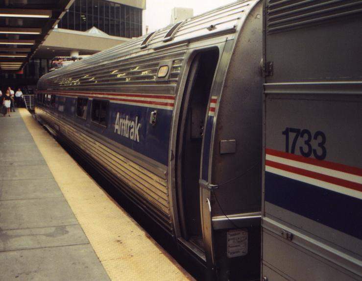 Photo of Amtraks geoemtry car, Yankeeclipper at South Station.