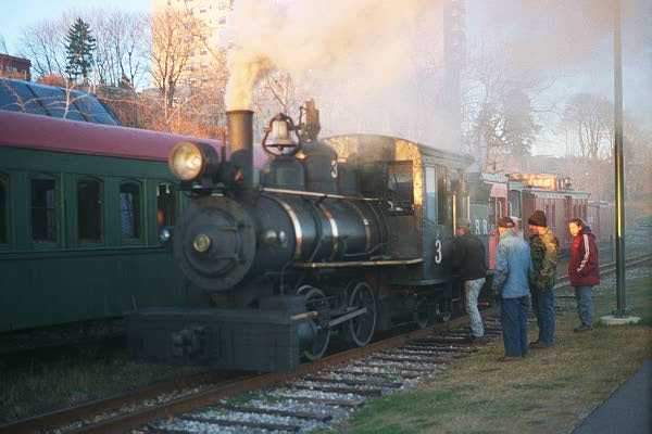 Photo of Monson Railroad #3 and crew at  MNGRR in Portland, ME
