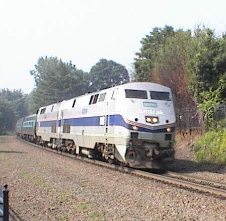Photo of Amtrak train #12 approaching Windsor, CT, station 6/15/01 at 9:50 AM