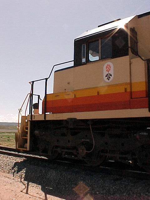 Photo of Closeup of WFA Escalante-Western loco cab and logo.