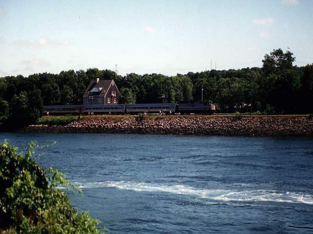 Photo of Amtrak's Cape Codder glides along the Cape Cod Canal