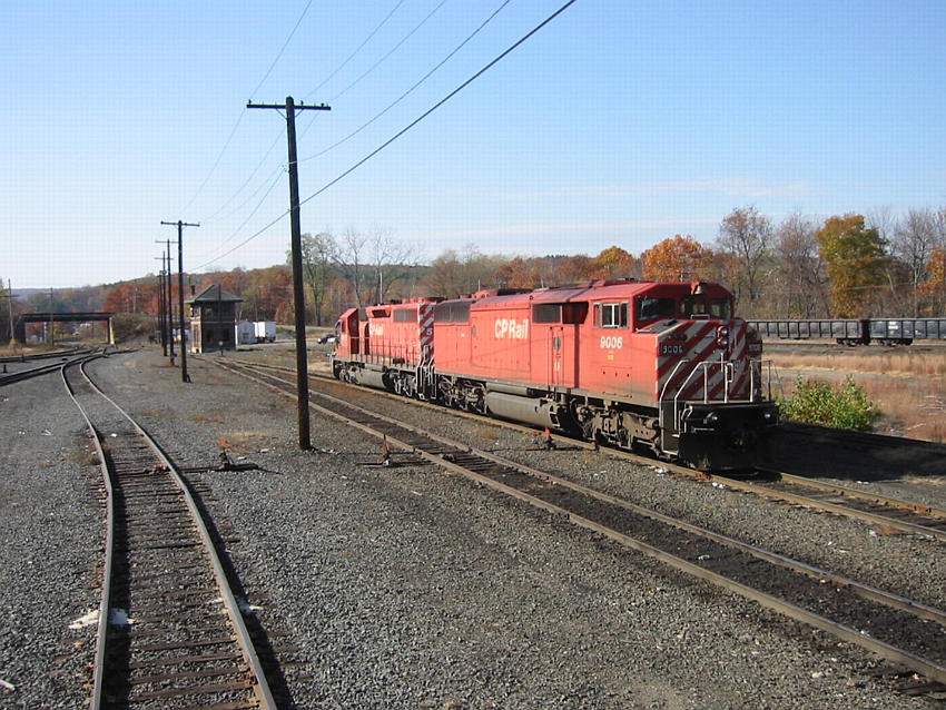 Photo of Red Barn CP 9006, an SD40-2F, and CP 5576, an SD40-2, at East Deerfield