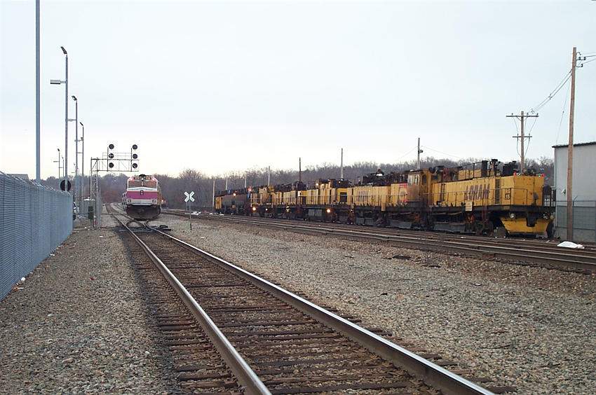 Photo of Loram Grinding Train & Commuter Train at Readville