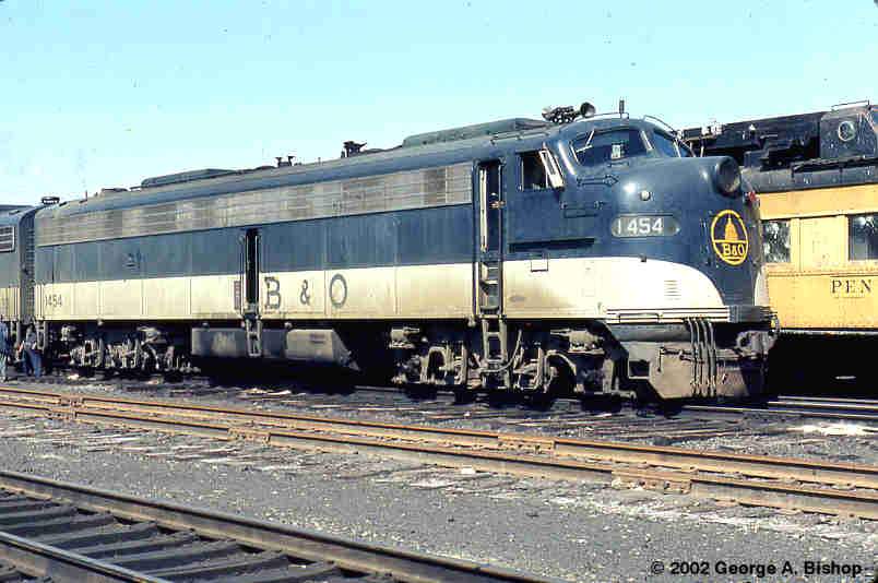 Photo of B&O E9 #1454 at Baltimore, MD in Apr,1971 by George A. Bishop (WFPT)
