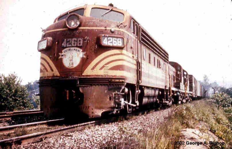 Photo of B&M F7a #4268 at Shirley, MA in Sept, 1971 by George A. Bishop (WFPT)
