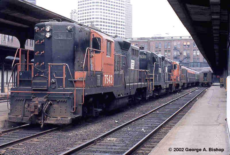 Photo of Ex New Haven GP-9 at South Station (Boston, MA) 4/71 by George A. Bishop (WFPT)