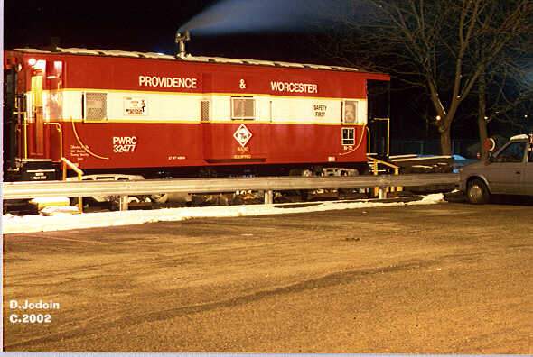Photo of P&W Railfan Club caboose at night