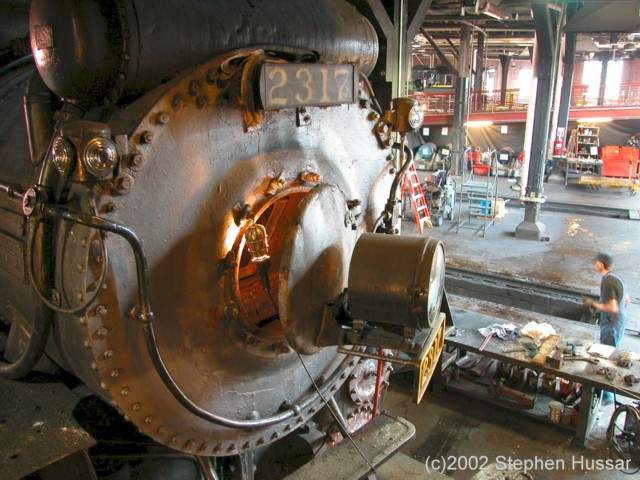 Photo of Steamtown's ex-CPR pacific #2317 in the shop