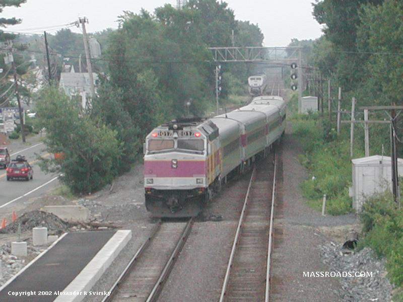 Photo of MBTA Commuter Rail train #236 clears the Wildcat Branch interlocking.