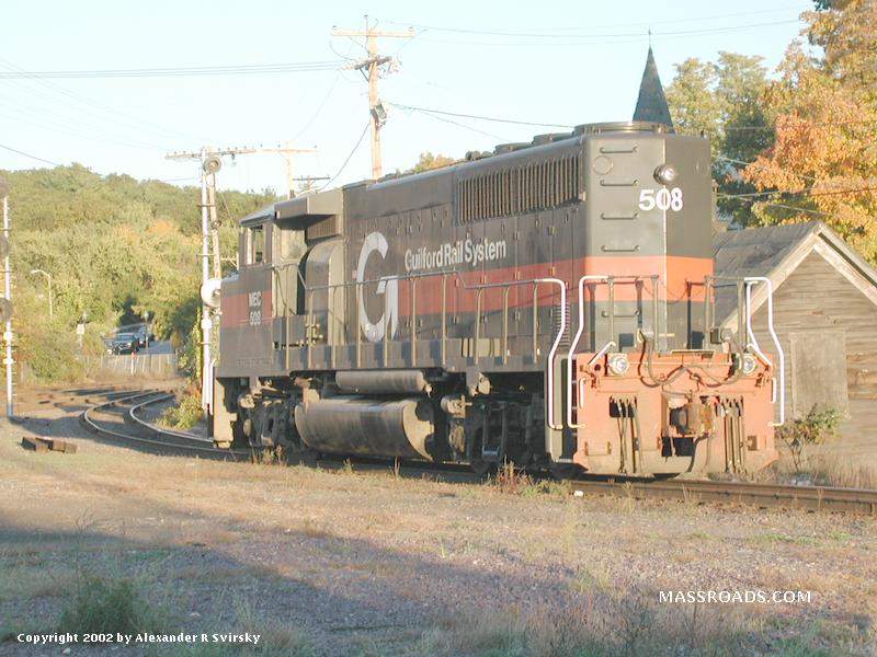 Photo of GRS GP40-2W #508 on the east wye at Ayer.
