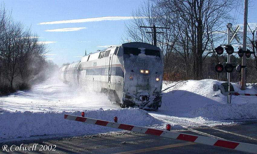 Photo of Amtrak Downeaster in 17 inches of fresh powder
