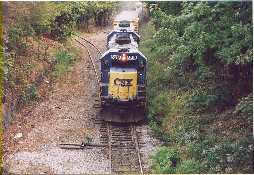 Photo of CSX 6215 leaving East Braintree on the Greenbush line