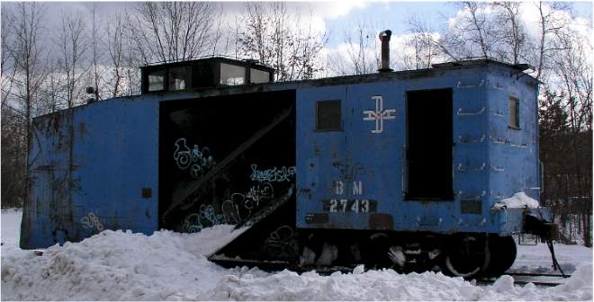 Photo of B&M 2743 Russell Plow on the rip tracks at East Deerfield