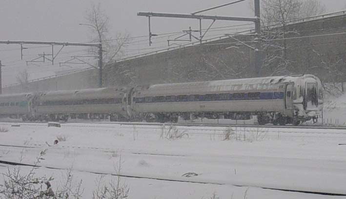 Photo of Amtrak Acela Regional in some heavy snow