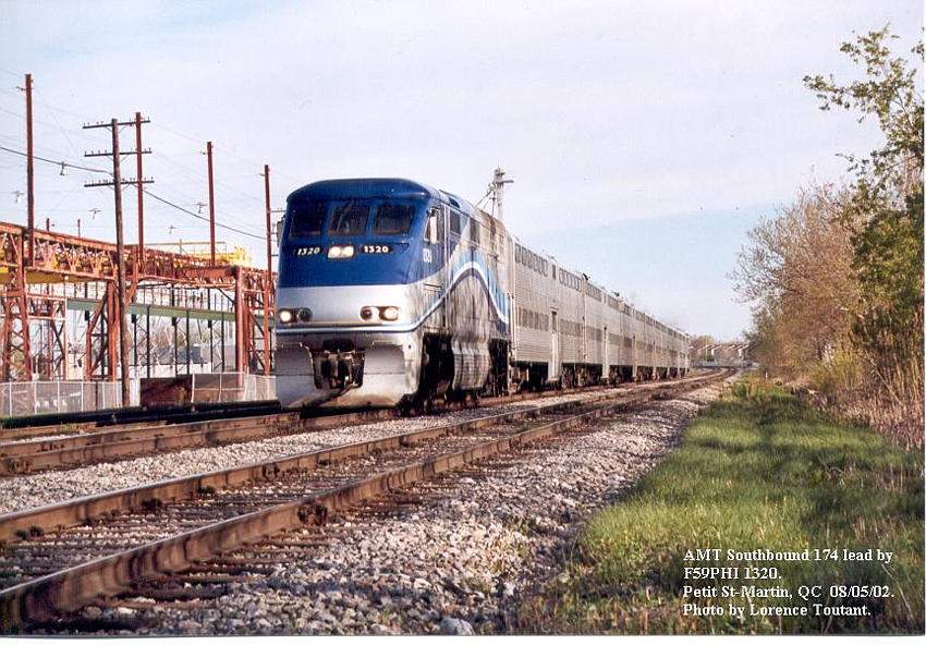 Photo of AMT F59PHI #1320 on Southbound #174.