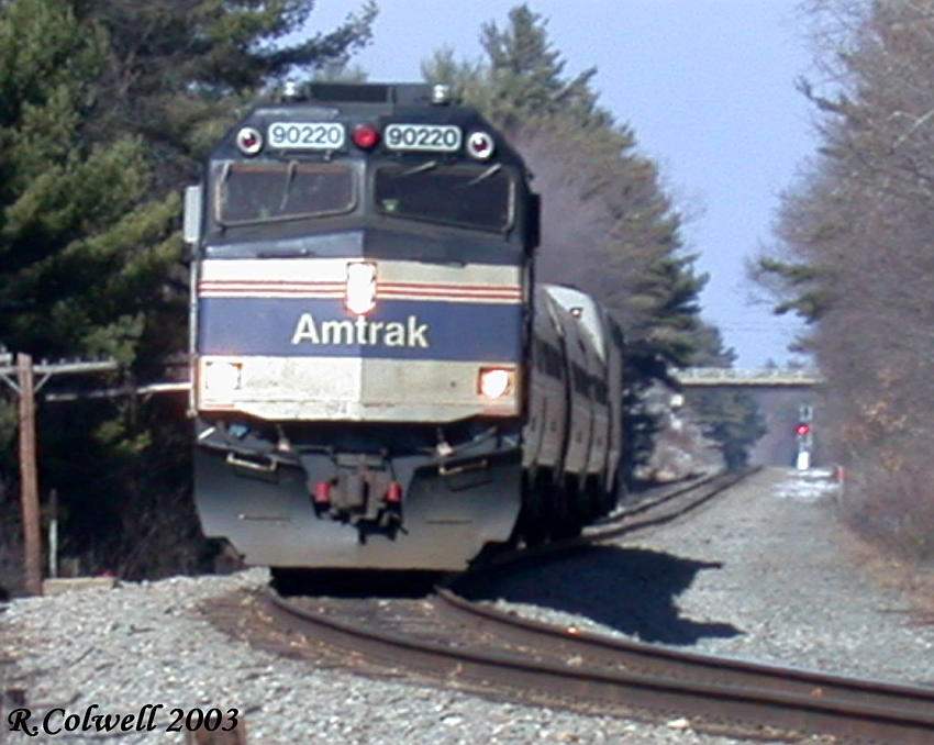 Photo of Downeaster 684  slowly approaching Blackmore Rd crossing in Berwick, ME