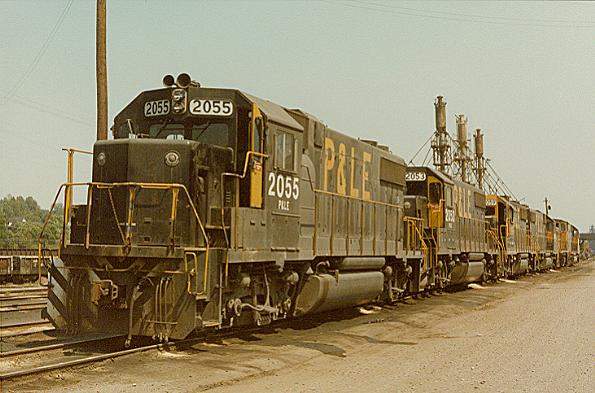 Photo of P&LE GP38-2's #2055,2053,2059 at Gateway Yd, Youngstown, OH.