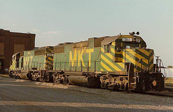 Photo of GP38-2 #311 & GP40 #209 at the M-K-T Shops in Parsons, KS.