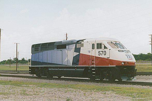 Photo of Trinity Rail Express F59PHI #570 at the W.Irving, TX Shops.