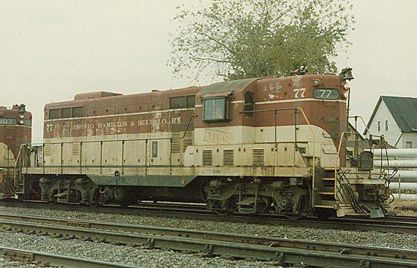 Photo of TH&B GP7 #77; on the Conrail main near Frontier Yd, Buffalo, NY.