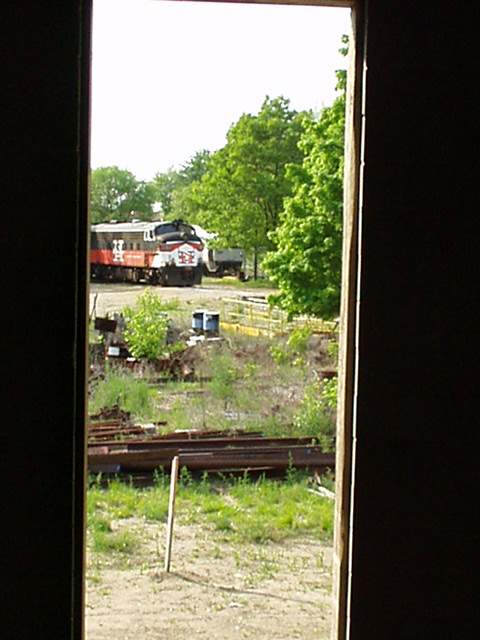 Photo of FL9 #2023 seen through roundhouse window.