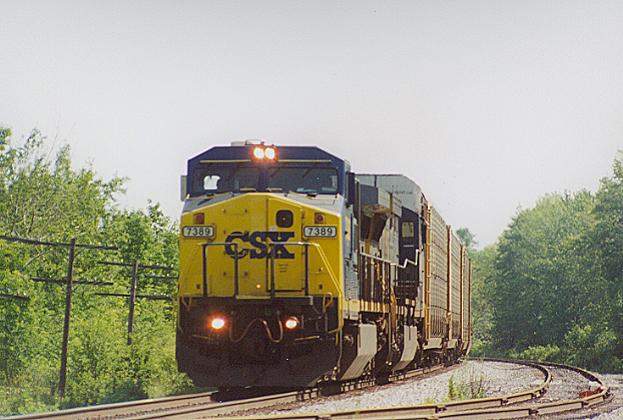Photo of C40-8W #7389 on westbound detour train on the NS at Bayview Rd.
