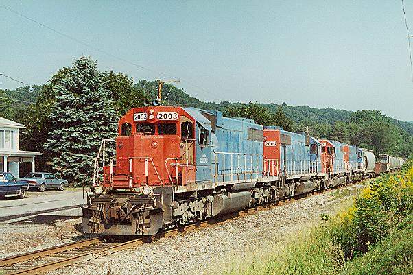 Photo of R&N SD38's #2003,2004,2001,2002 southbound at New Ringgold, PA.