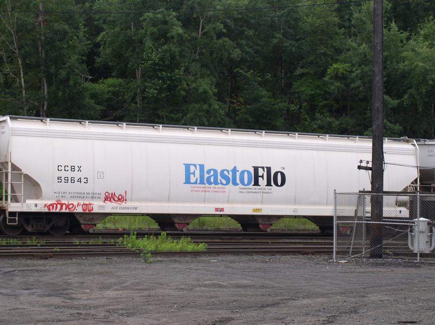 Photo of ElastoFlo on a train at East Deerfield