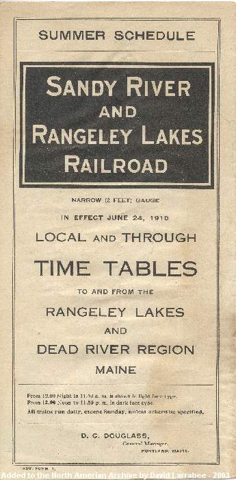 Photo of SR&RL 1918 Time Table Front Panel