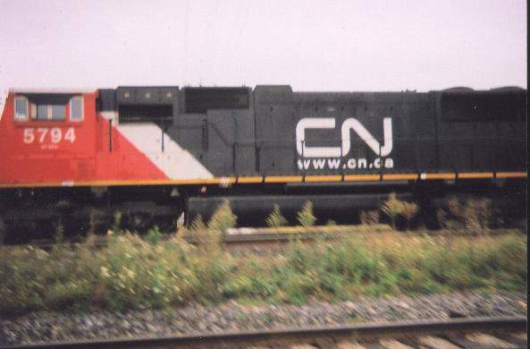 Photo of CN SD75I 3 5794 heads west in the trailing position in Sarnia ON