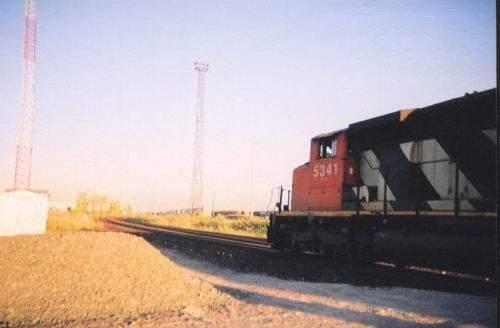 Photo of CN SD40-2w #5341 heads east through Sarnia Ontario