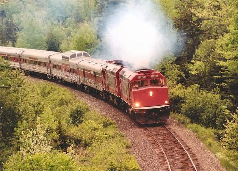 Photo of Acadian Train climbing the grade leaving Saint John, N. B.