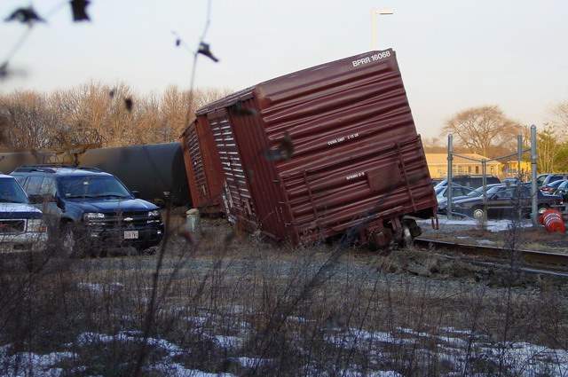 Photo of freight derailment Framingham MA