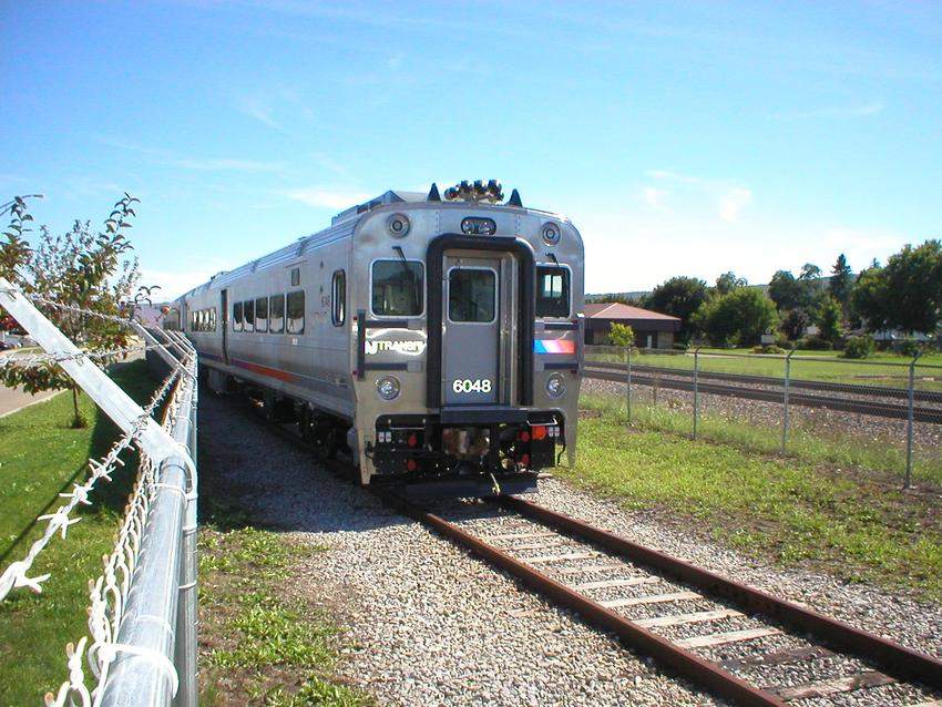 Photo of brand new NJT cab car awaits shipment to New Jersey from Hornell, N.Y