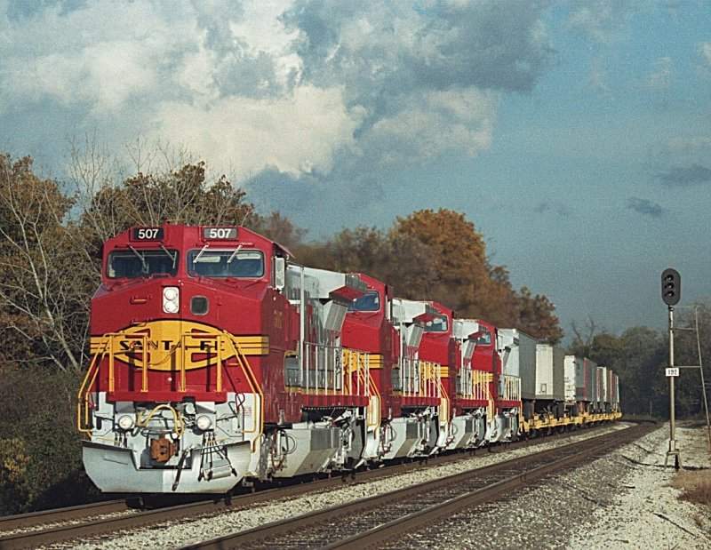 Photo of Four brand new GE's make their first trip West.