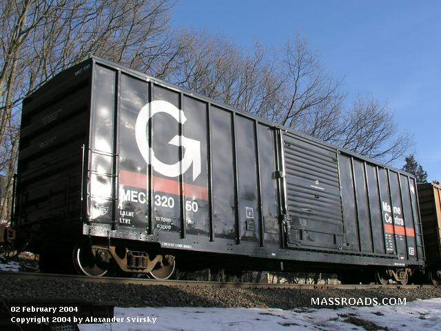 Photo of 50' rehabbed and repainted boxcar in new Guilford paint.