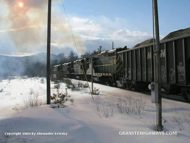 Photo of New Hampshire Northcoast GP9s depart the Ossipee Pit.
