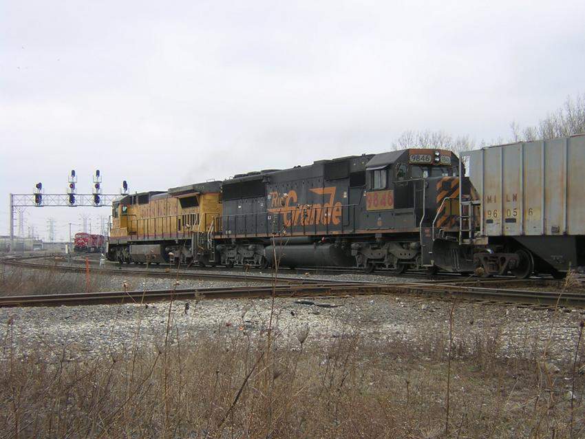 Photo of A westbound BRC transfer pounds across Hayford Crossing
