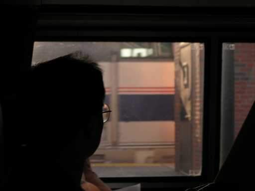 Photo of An unidentified person relaxes in his seat at Albant on the Lake Shore Limited.