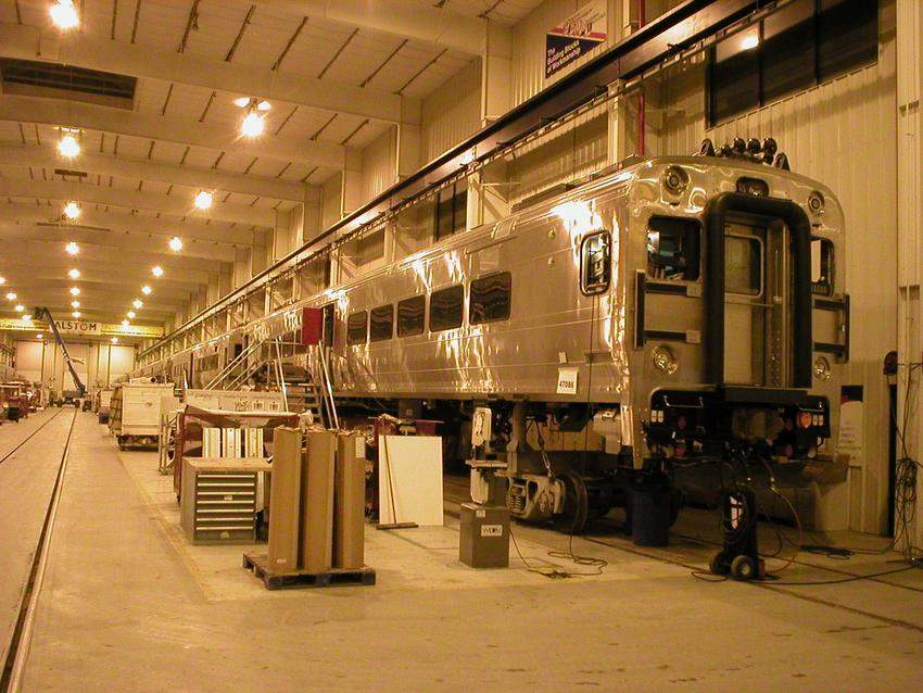 Photo of Unmarked (but I think it's NJT) Comet V cabcar sitting in the new car facility.