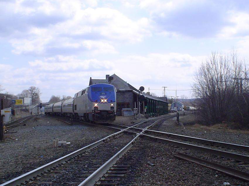 Photo of Amtrak Vermonter moving Westbound at Palmer, MA
