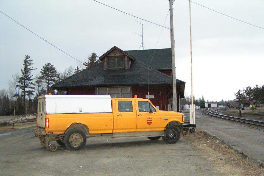 Photo of Canadian American Railway service truck in Jackman, Maine